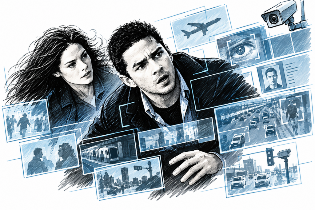 Cena do filme Eagle Eye, adaptada pelo ChatGPT para discutir privacidade e uso malicioso da IA
